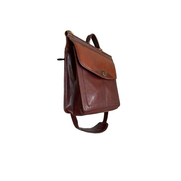 Jack George Womens Brown Leather Adjustable Strap Crossbody Briefcase - Picture 9 of 12